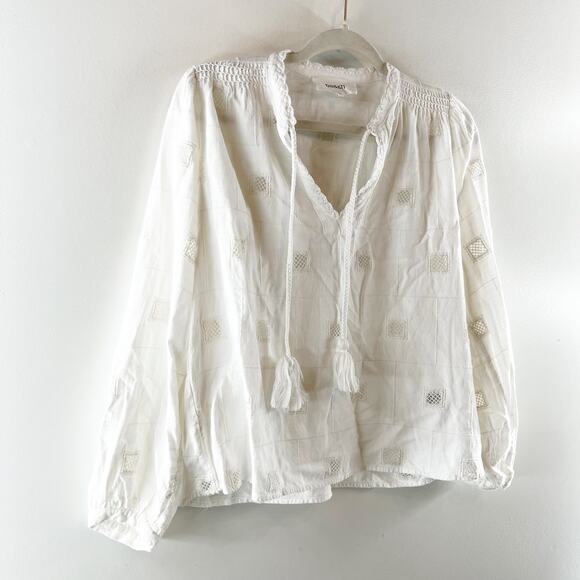Ba&sh Ravel Long Sleeve Embroidered Eyelet Blouse Shirt Top Cotton 0 Small - Picture 7 of 7